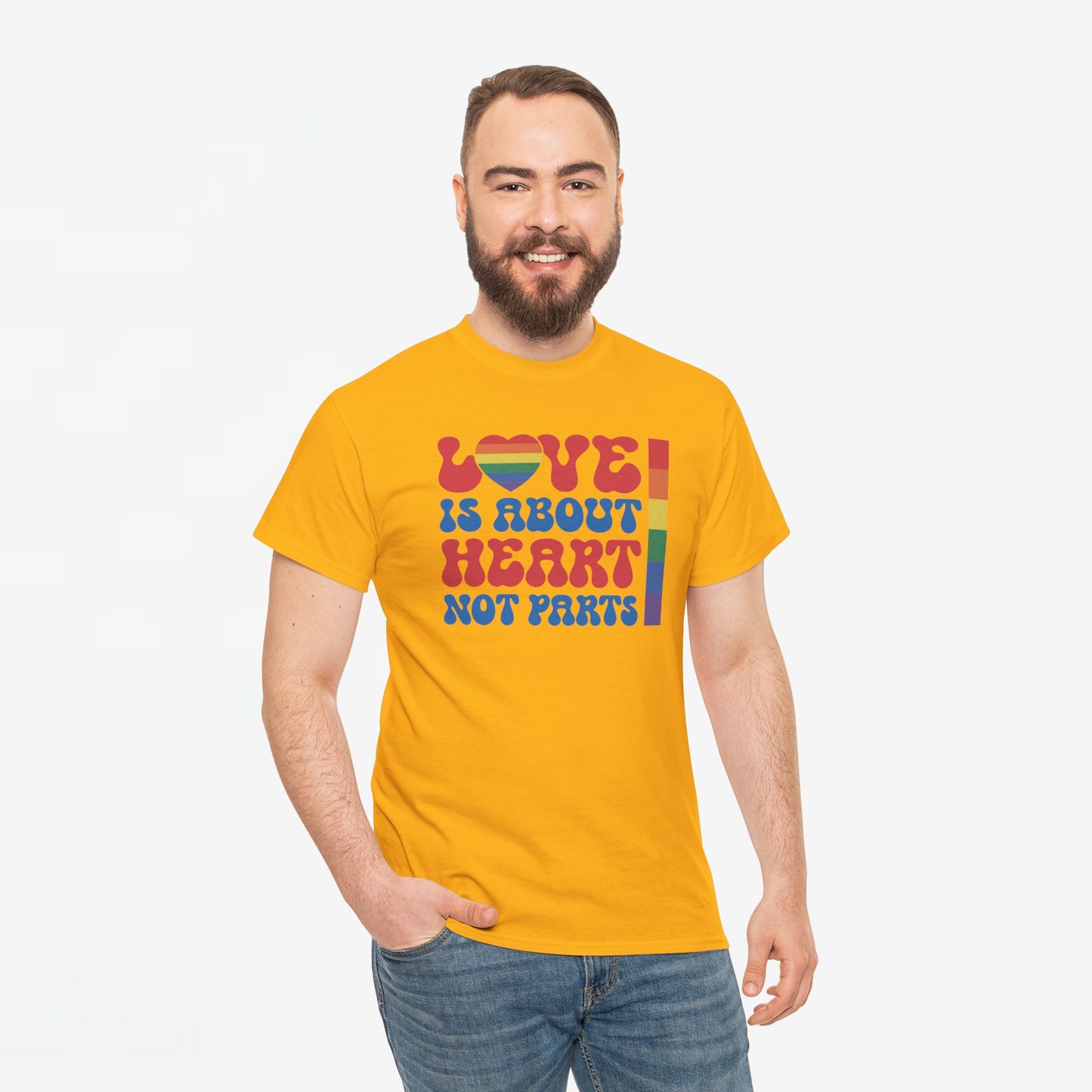 Gay Pride T-shirt - Love is about heart, not parts - Oversized #31