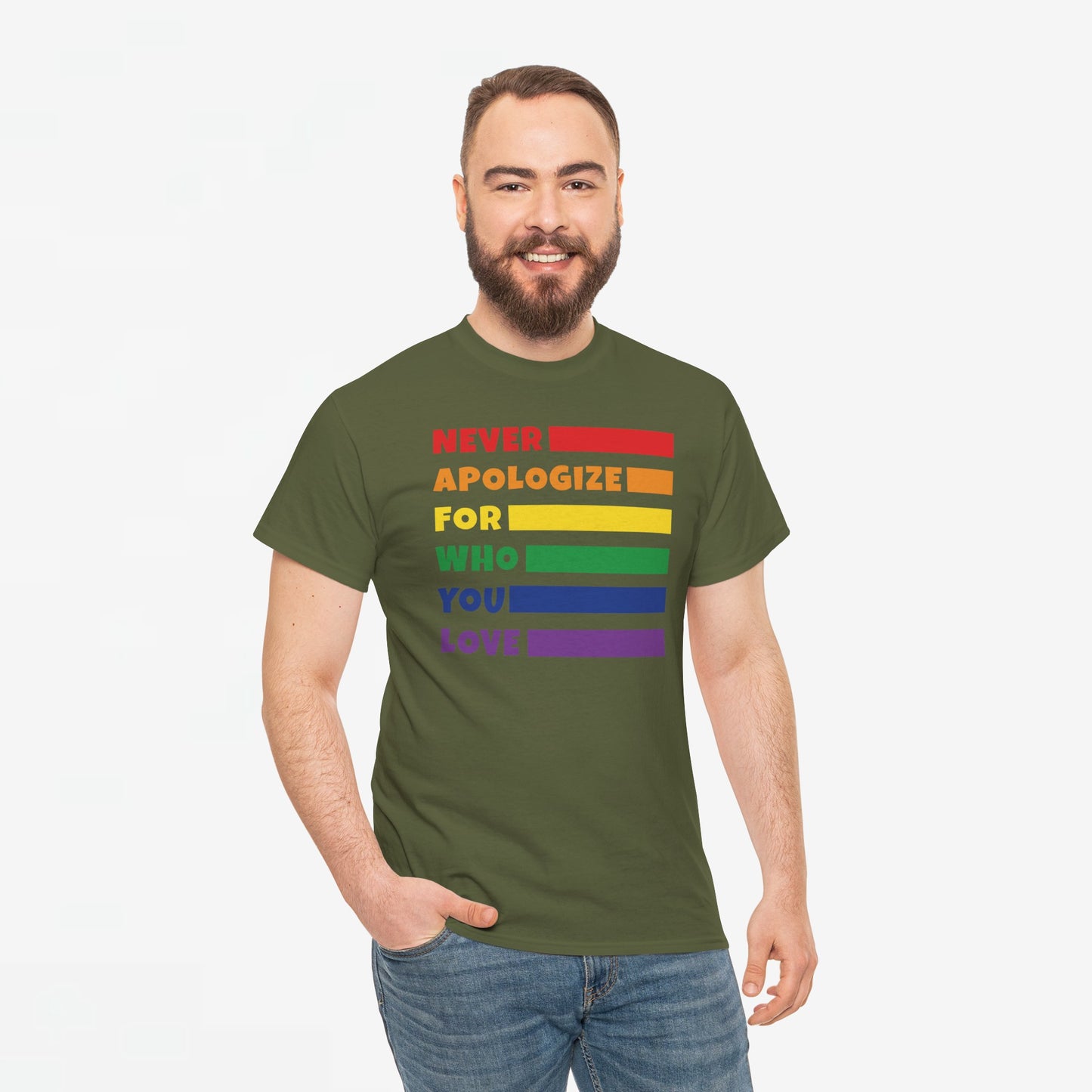 Gay Pride T-shirt - Never Apologize For Who You Love - Oversized #15