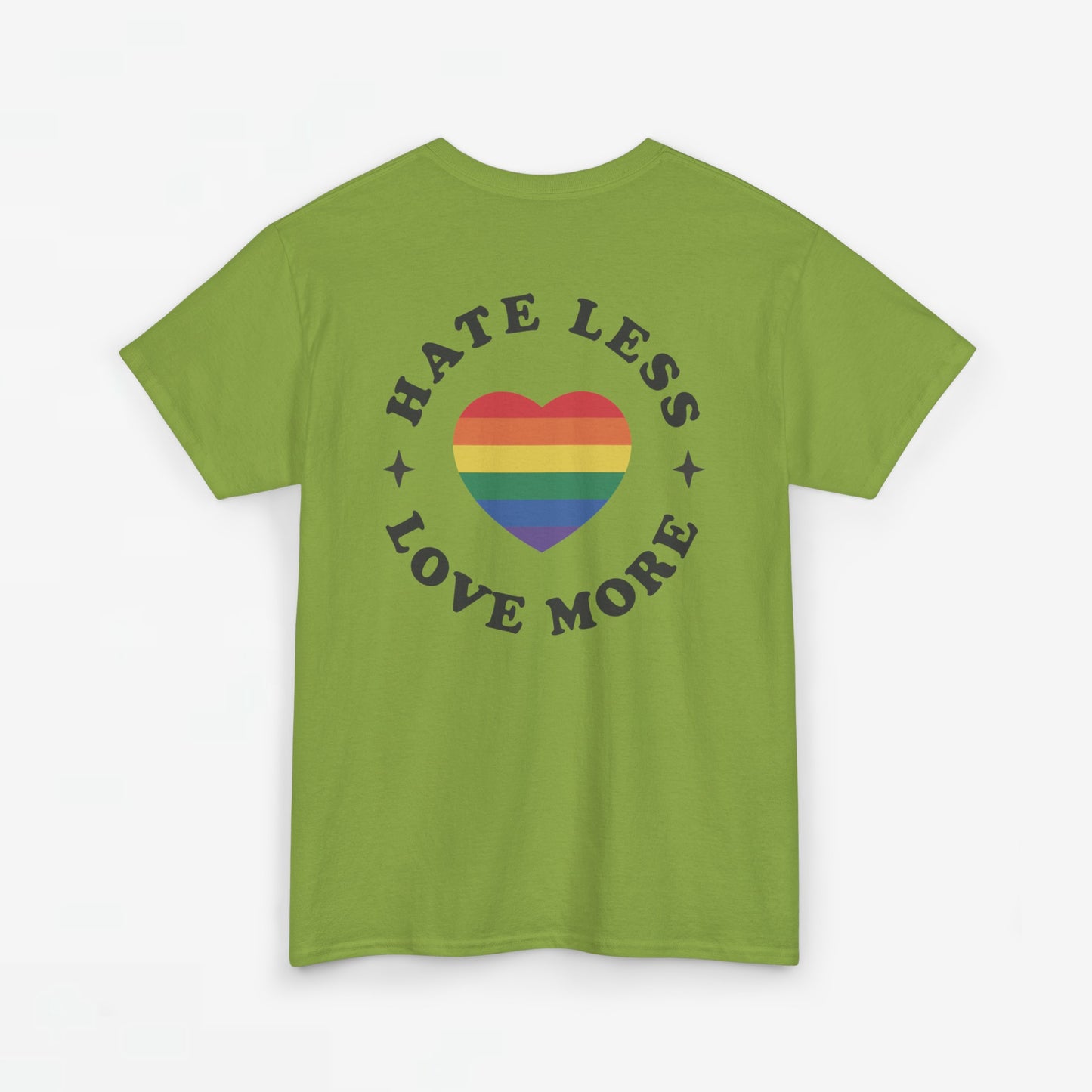 Gay Pride T-shirt - Hate Less Love More - Back Print - Oversized #13