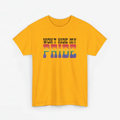 Gay Pride T-shirt - Won't Hide My Pride (zwarte tekst) - Oversized #27