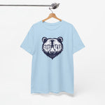Lichtblauwe oversized T-shirt met zwart 'MAMA-BEAR' bearmotief, front aanzicht