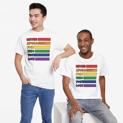 Gay Pride T-shirt - Never Apologize For Who You Love - Oversized #16