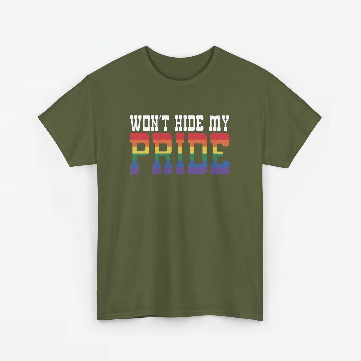 Gay Pride T-shirt - Won't Hide My Pride (witte tekst) - Oversized #26