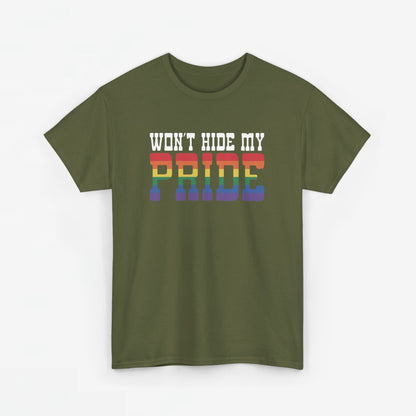 Gay Pride T-shirt - Won't Hide My Pride (witte tekst) - Oversized #26