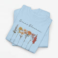 Gepersonaliseerde Moederdag Mama Cadeau - T-shirt - Oma's Bloemen met namen en geboortemaand bloemen (zwarte tekst)