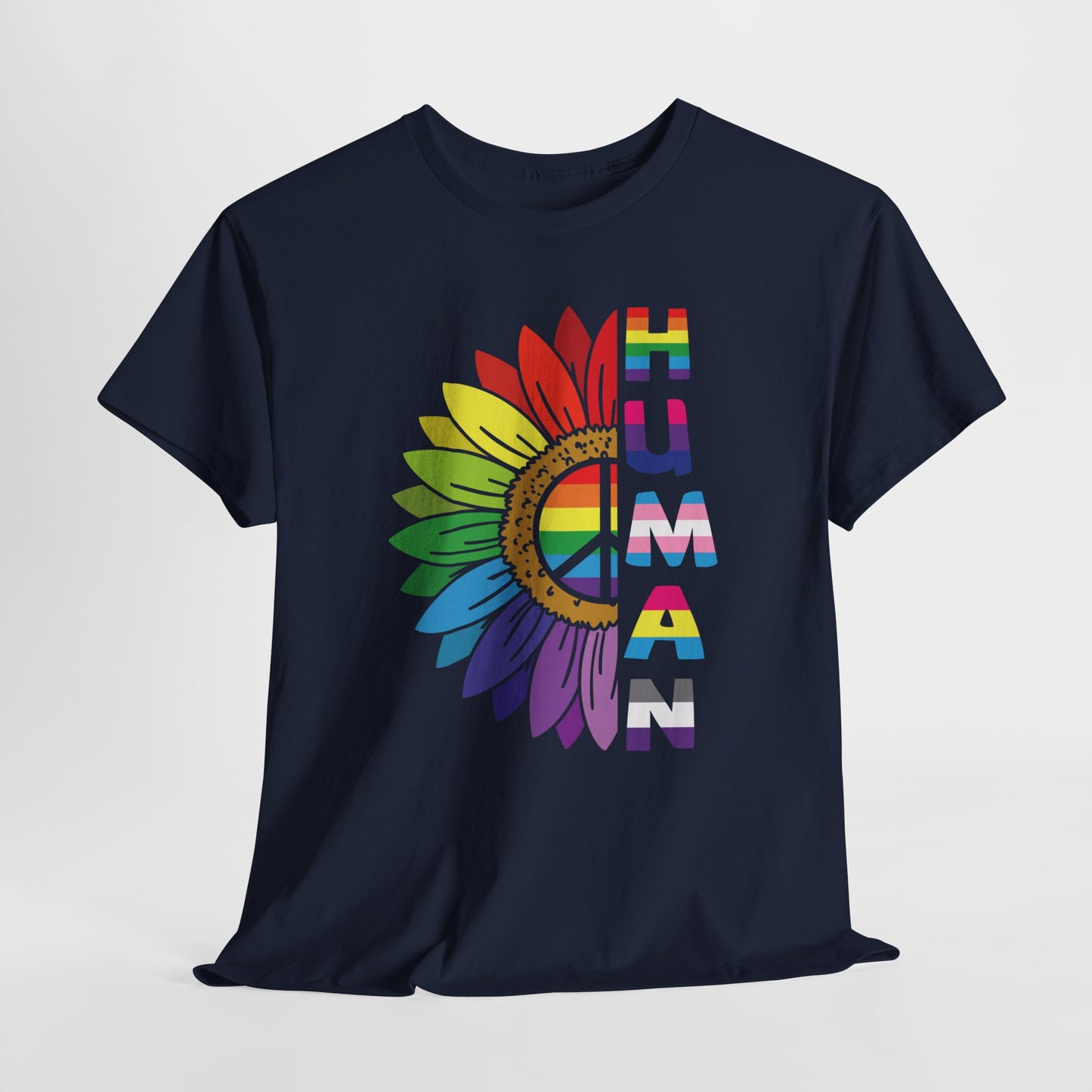 Gay Pride T-shirt - Regenboog Human (witte tekst) - Oversized #4