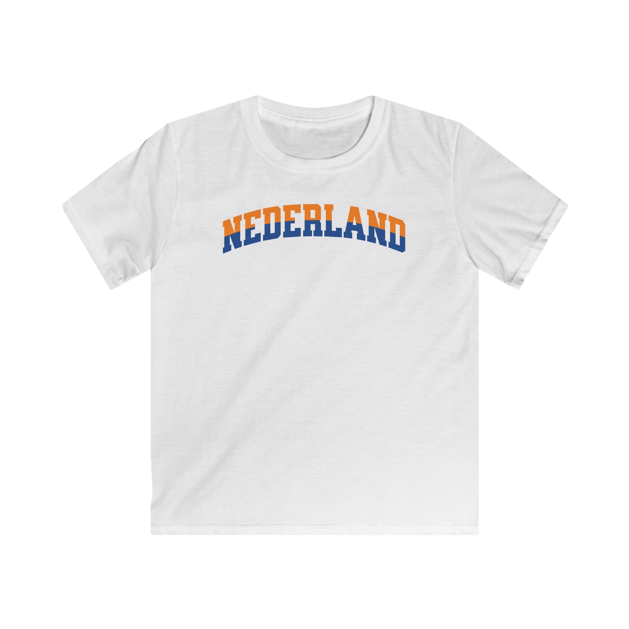 Kind Voetbal T-shirt - EK, WK en Koningsdag Kinderkleding - NEDERLAND - oranje en blauwe tekst