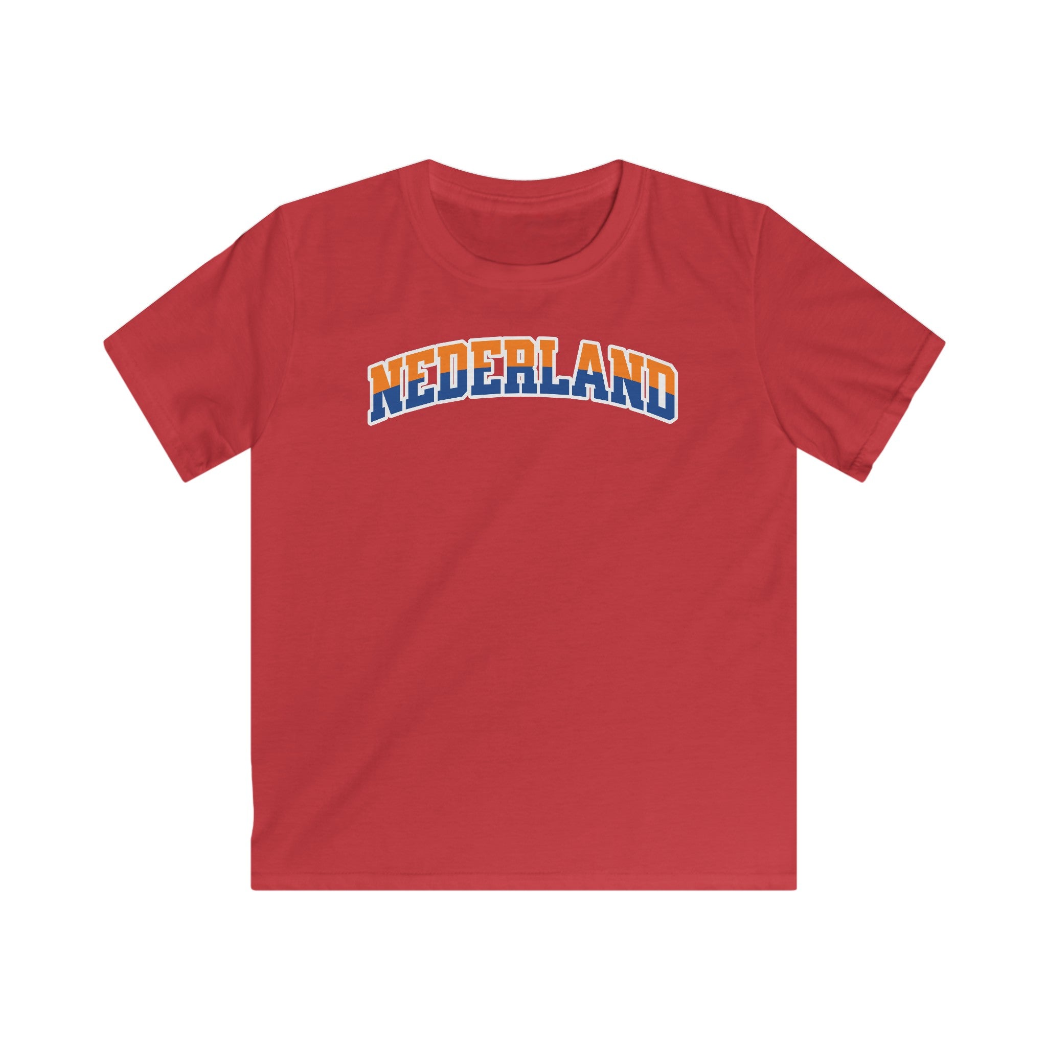 Kind Voetbal T-shirt - EK, WK en Koningsdag Kinderkleding - NEDERLAND - oranje en blauwe tekst