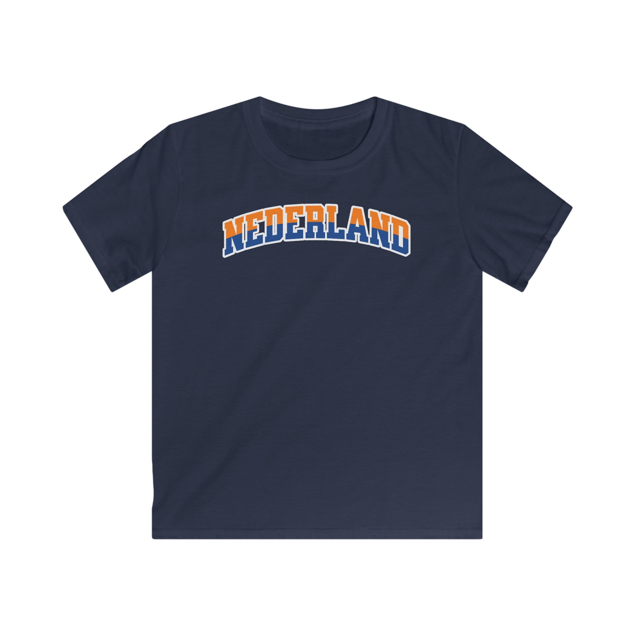 Kind Voetbal T-shirt - EK, WK en Koningsdag Kinderkleding - NEDERLAND - oranje en blauwe tekst