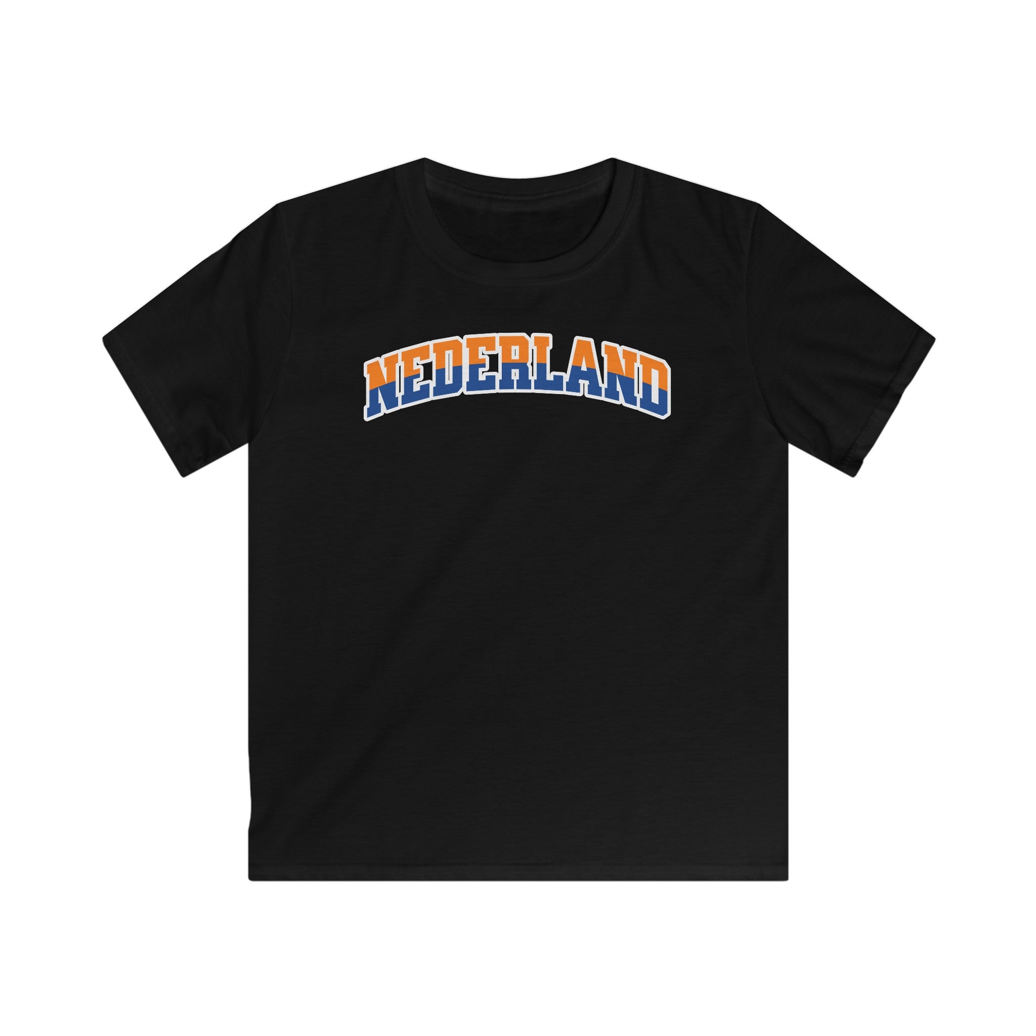 Kind Voetbal T-shirt - EK, WK en Koningsdag Kinderkleding - NEDERLAND - oranje en blauwe tekst