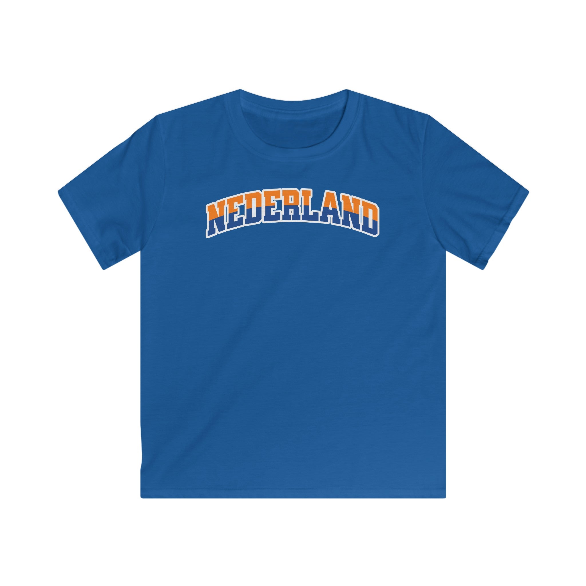 Kind Voetbal T-shirt - EK, WK en Koningsdag Kinderkleding - NEDERLAND - oranje en blauwe tekst