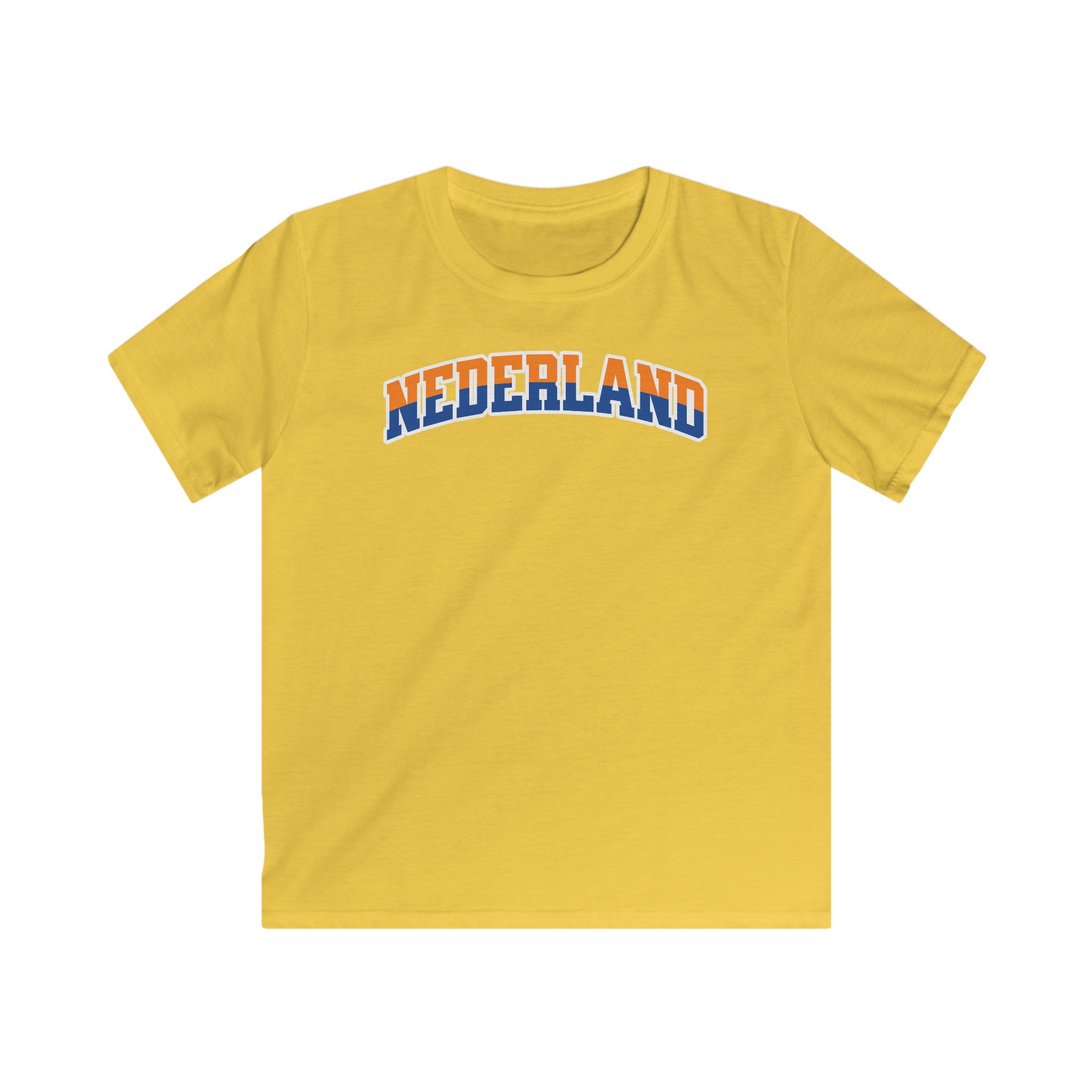 Kind Voetbal T-shirt - EK, WK en Koningsdag Kinderkleding - NEDERLAND - oranje en blauwe tekst