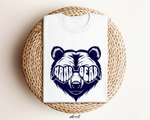 Oversized wit T-shirt met blauwe mama-beer print op borst