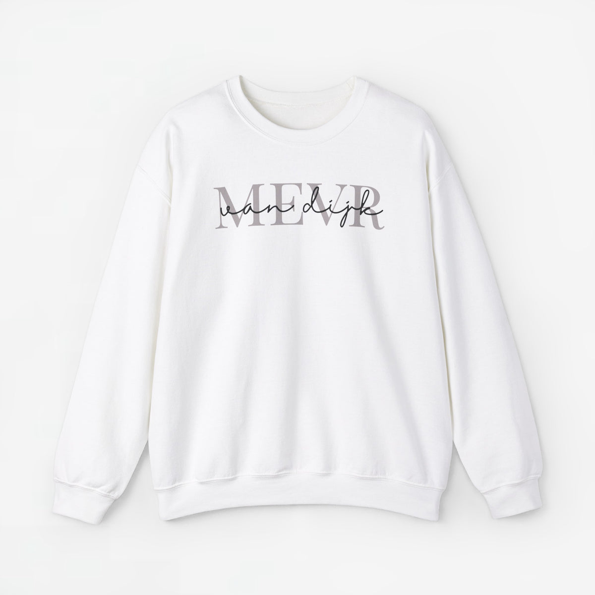 Gepersonaliseerde sweater wit met 'man dijk' bedrukking voorzijde