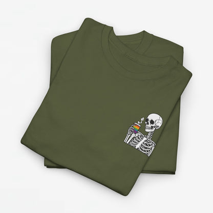 Gay Pride T-shirt - Skelet Regenboog Koffie - Oversized #73