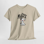 Honden mama t-shirt zand met 'Honden Mama' hondenillustratie op borst.