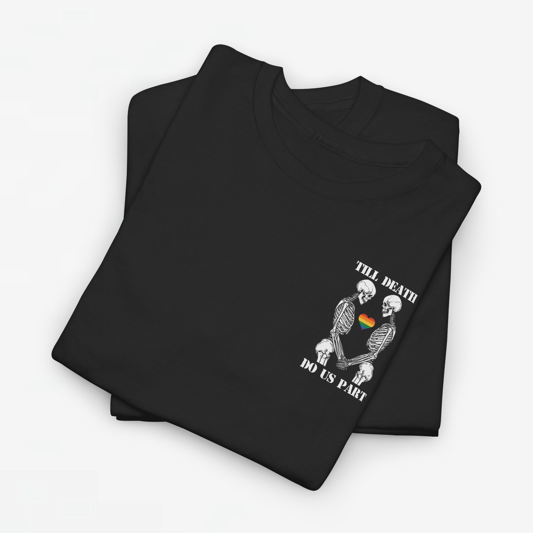 Gay Pride T-shirt - Skelet Echtpaar Till Death Do Us Part - Back Print - Oversized #74