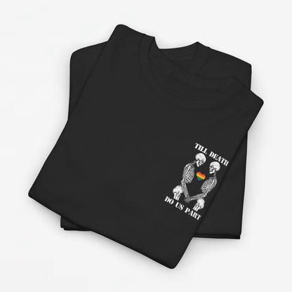 Gay Pride T-shirt - Skelet Echtpaar Till Death Do Us Part - Back Print - Oversized #74