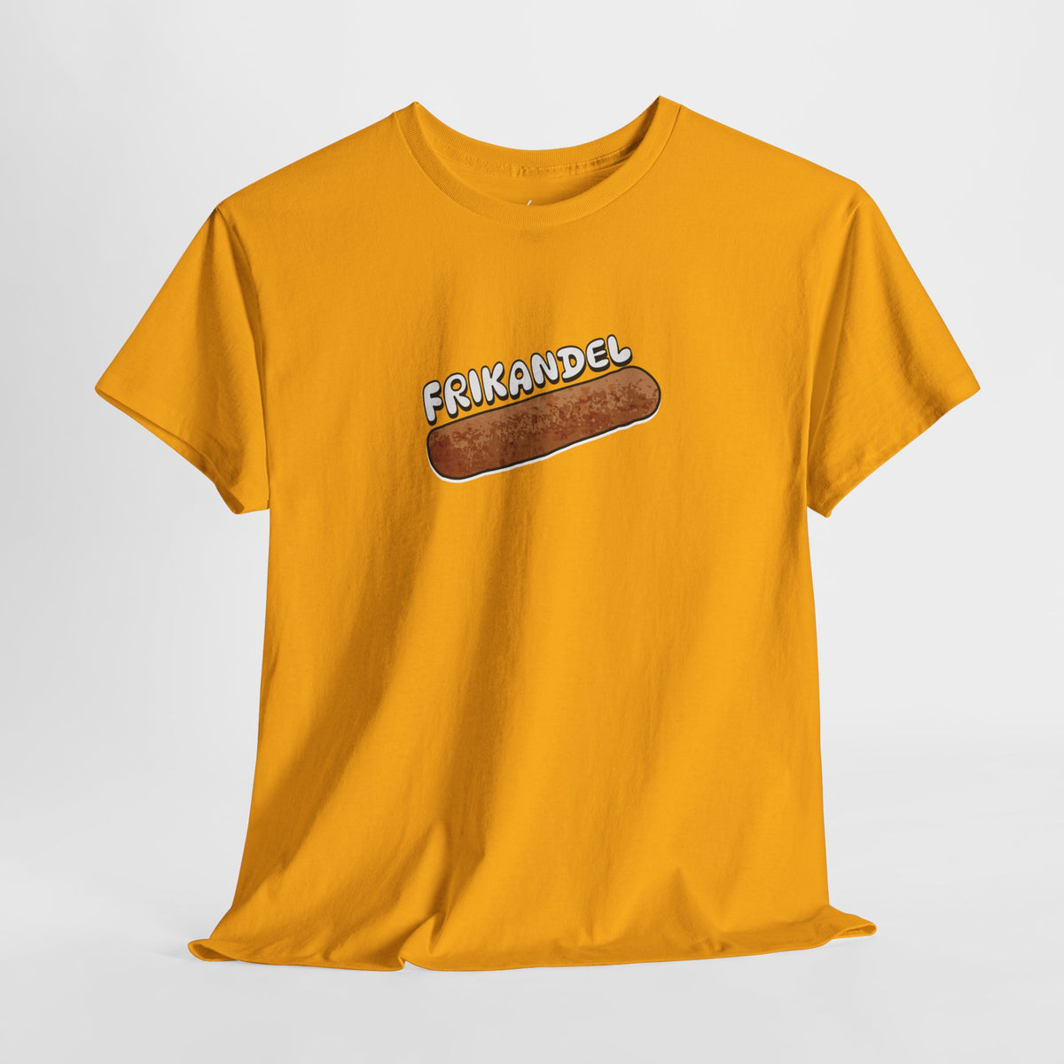 Oranje oversized T-shirt met Frikandel-frontprint op de borst