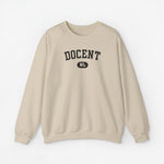 Beige sweatertrui met lange mouwen en DOCENT NL-print op de borst