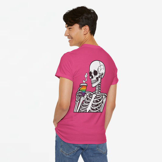 Gay Pride T-shirt - Skelet Regenboog Koffie - Oversized #73
