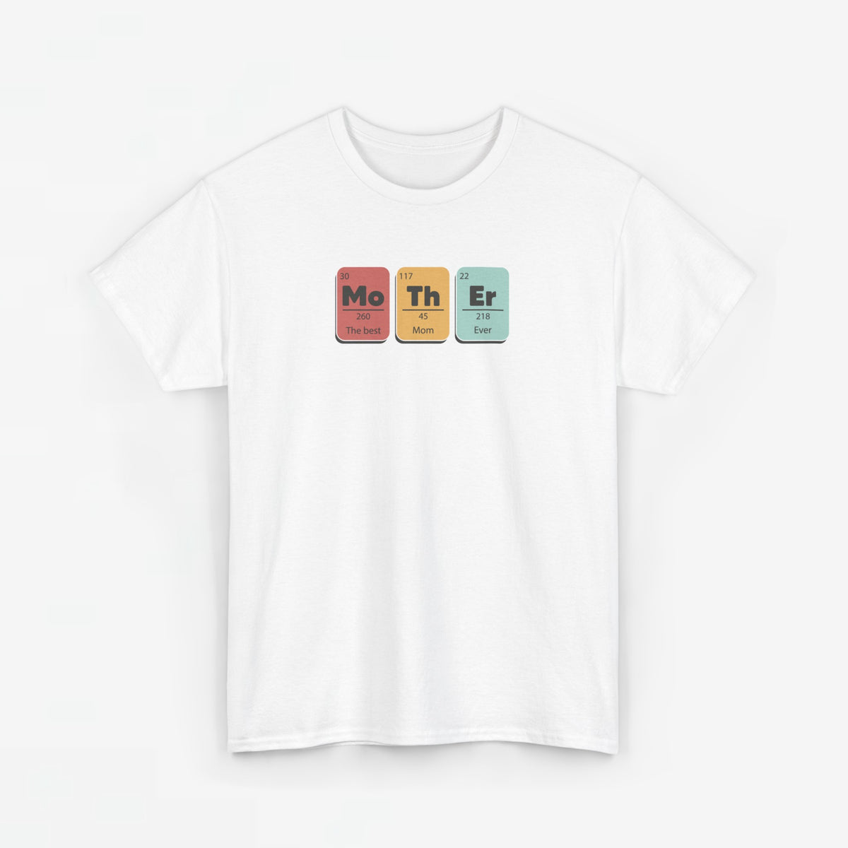 Wit oversized T-shirt met periodiek-systeemprint met gekleurde vakjes op de borst