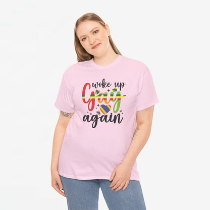 Gay Pride T-shirt - Woke Up Gay Again - Oversized #6