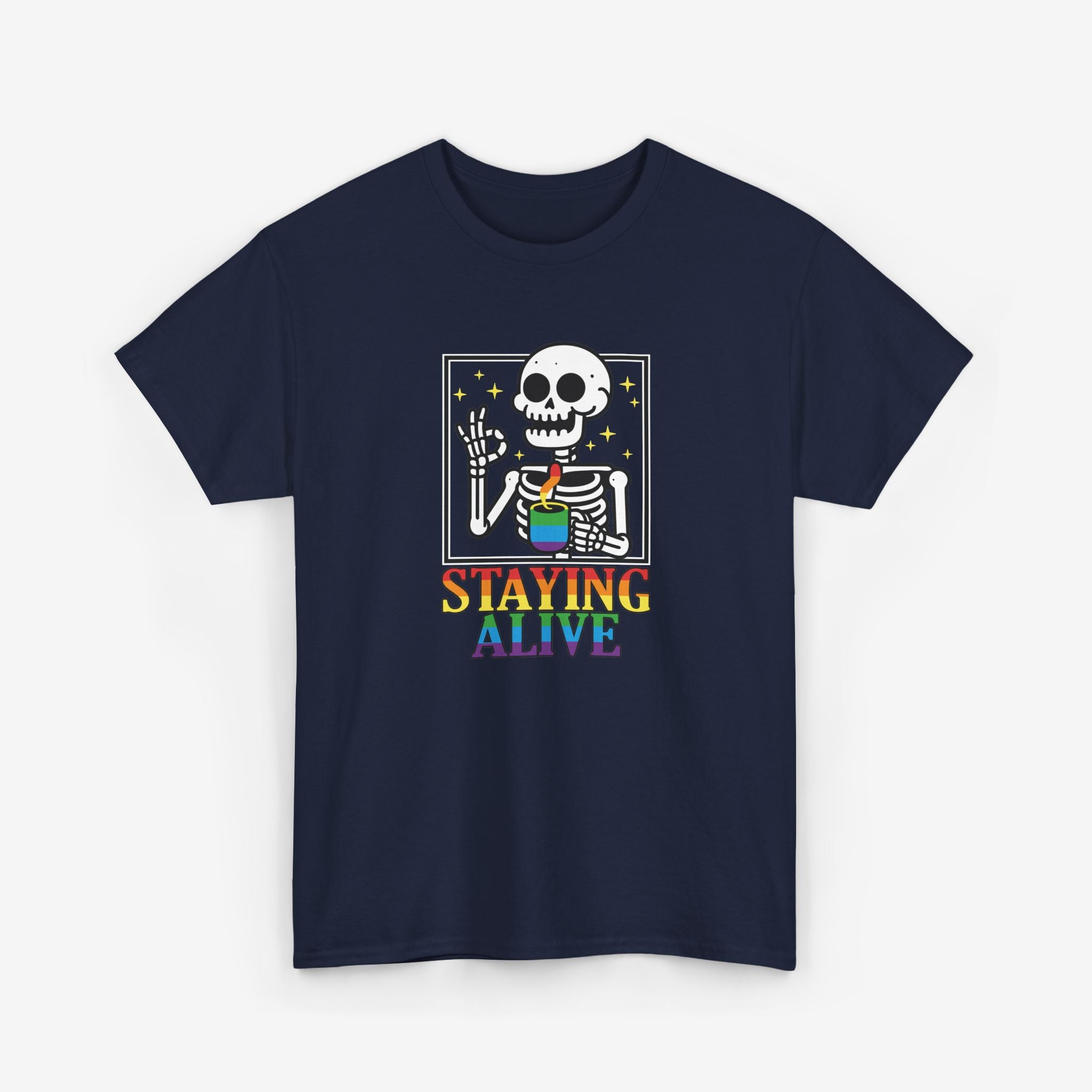 Gay Pride T-shirt - Skelet Staying Alive | SkrrtShirt
