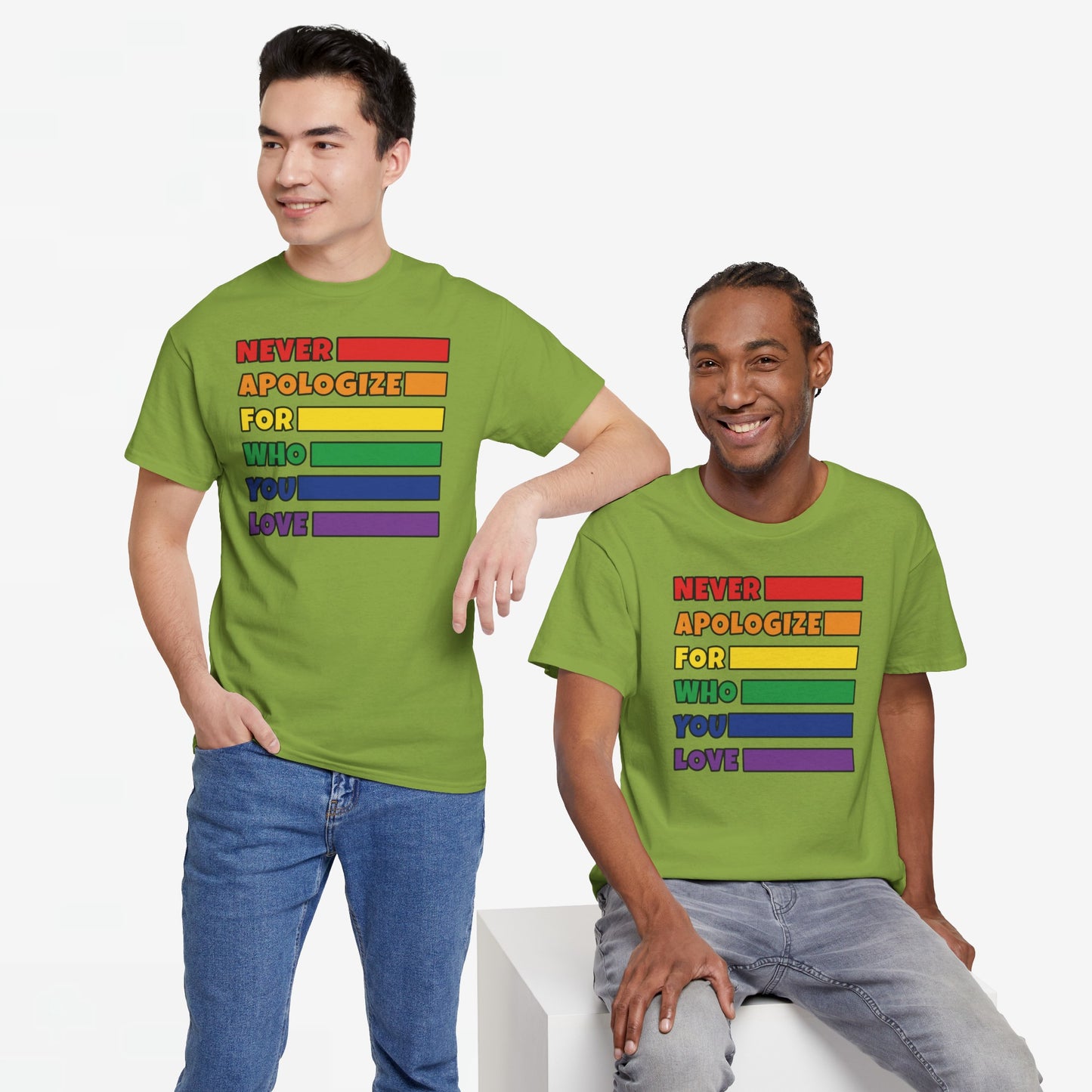 Gay Pride T-shirt - Never Apologize For Who You Love - Oversized #16