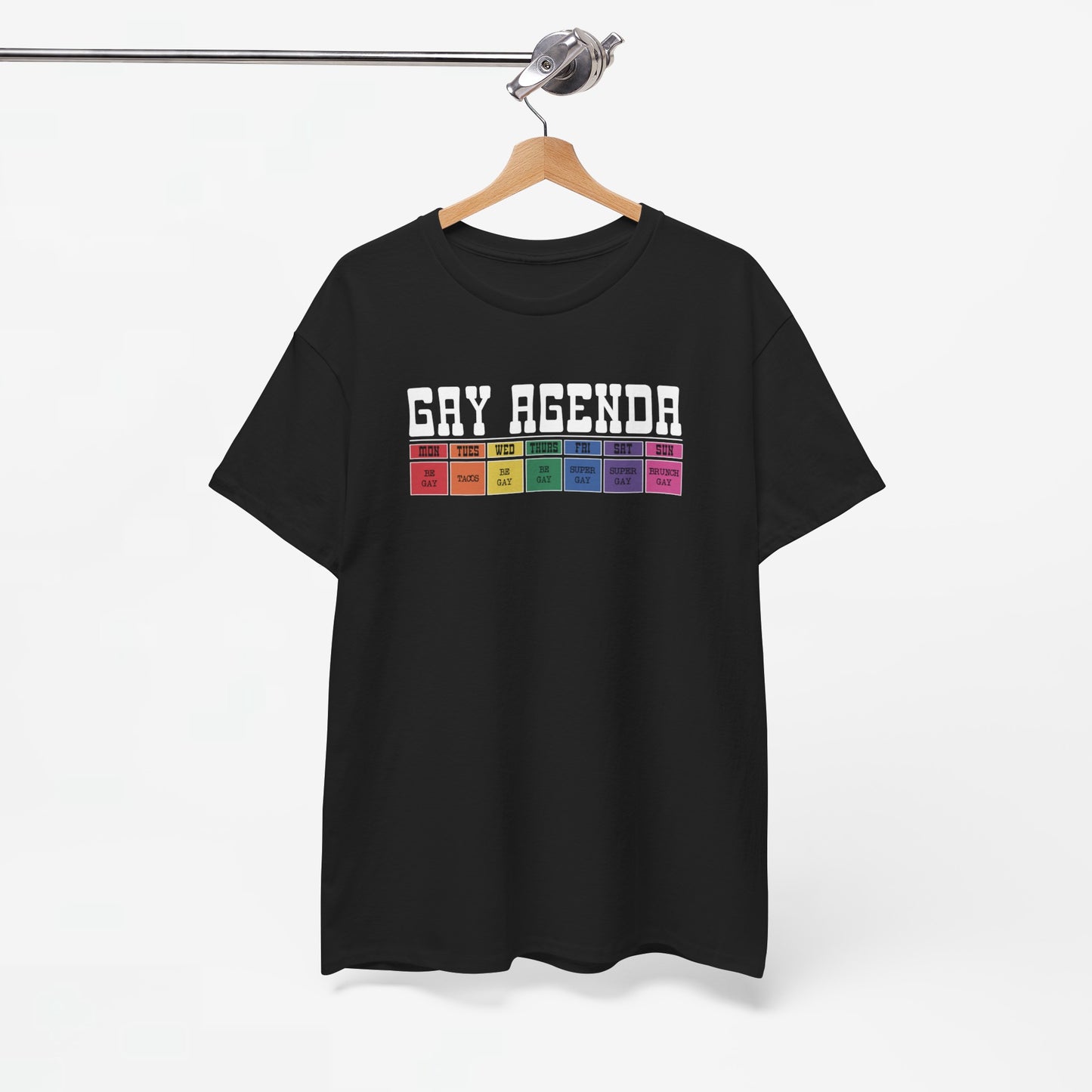 Gay Pride T-shirt - Gay Agenda (witte tekst) - Oversized #17