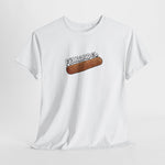 Witte oversized T-shirt met Frikandel-worstprint op de borst, ronde hals