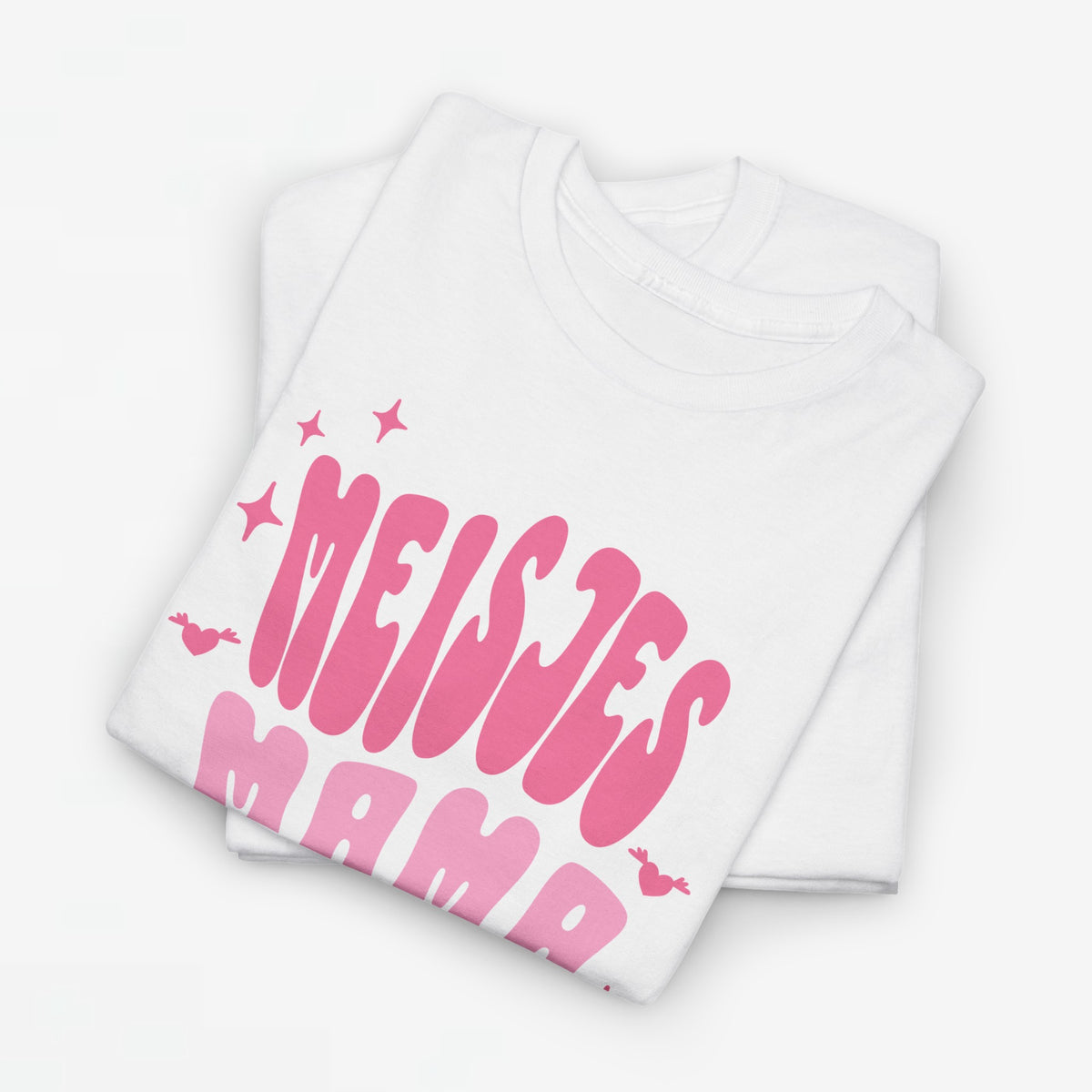 Oversized meisjes-T-shirt wit met roze bedrukking en opschrift op de borst