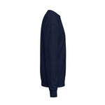 Navy varsitytrui andere zijkant met lange mouwen en ronde hals.