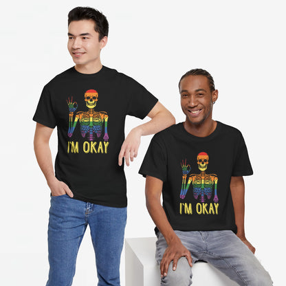 Gay Pride T-shirt - Skelet I'm Okay - Oversized #69