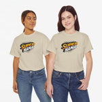 Sandkleurige T-shirts met Super Mama bedrukking, ronde hals
