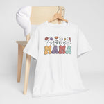 Wit t-shirt op hanger met 'MAMA'-print en bloemen voorop