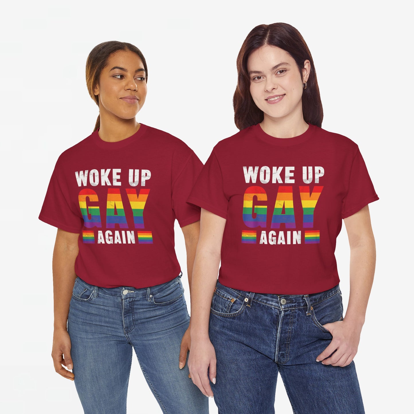 Gay Pride T-shirt - Woke Up Gay Again - Oversized #44