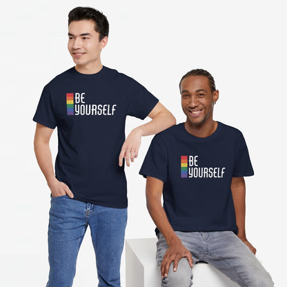 Gay Pride T-shirt - Be Yourself (witte tekst) - Oversized #24