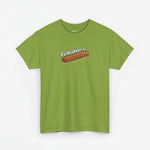 Oversized olijfgroen T-shirt met frikandel-frontprint op de borst
