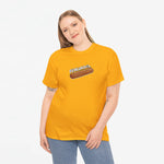 Oranje oversized T-shirt met Frikandel-frontprint op de borst