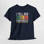 Donkerblauwe oversized t-shirt met borstprint “I Tell Dad” en “Periodically”