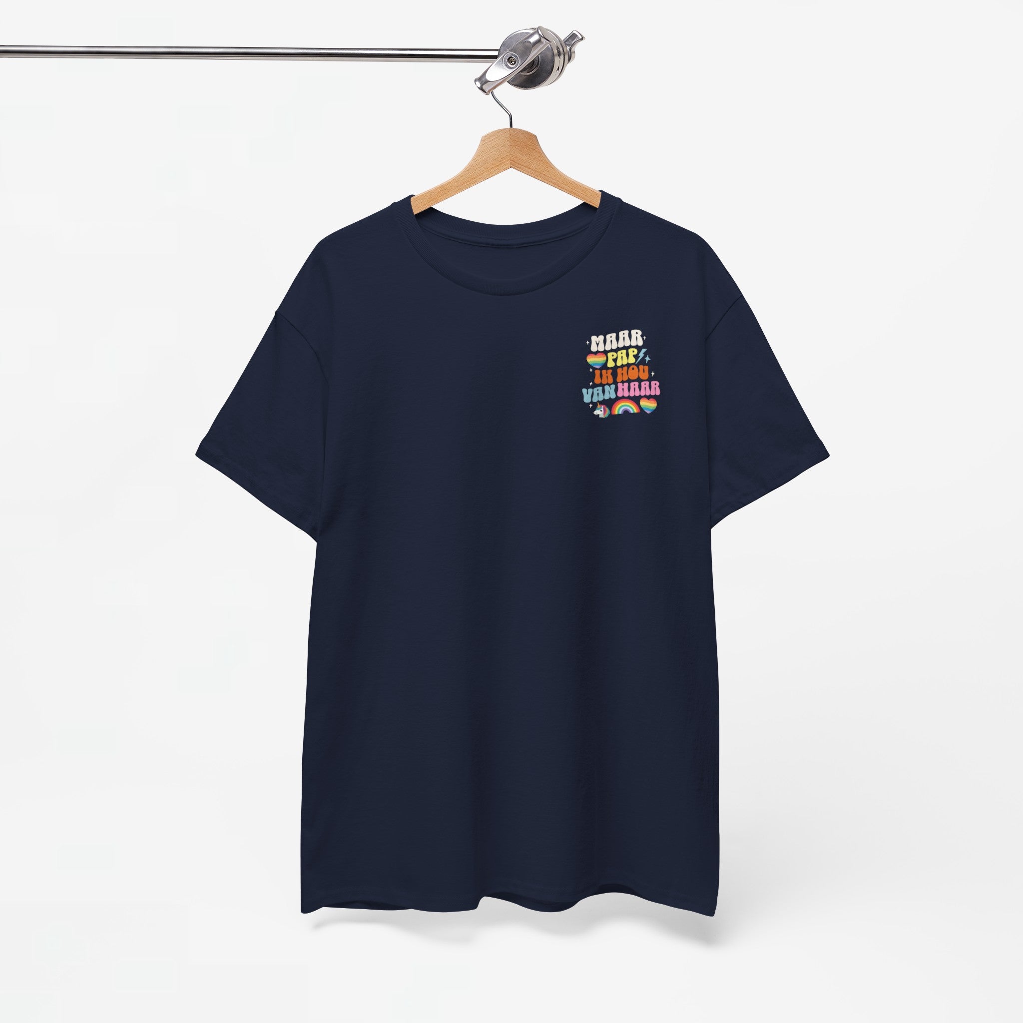 Gay Pride T-shirt - Maar Pap, Ik Hou Van Haar Eenhoorn - Back Print - Oversized Tee