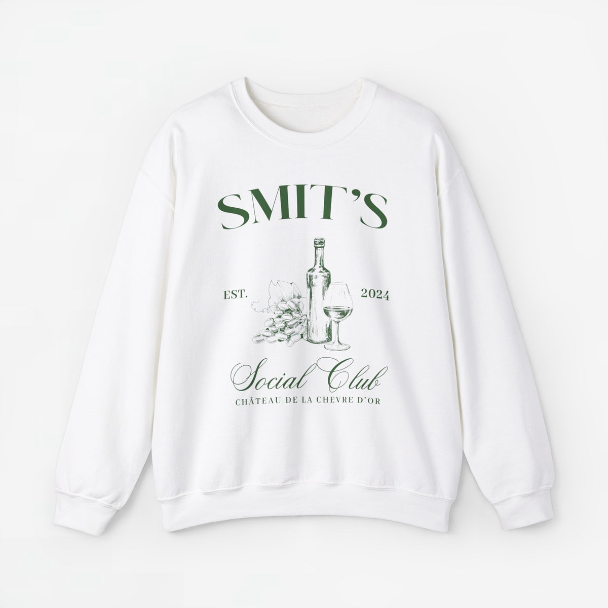 Witte sweatshirt met print “SMIT’S Social Club” en fles/glas