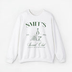 Witte sweatshirt met print “SMIT’S Social Club” en fles/glas