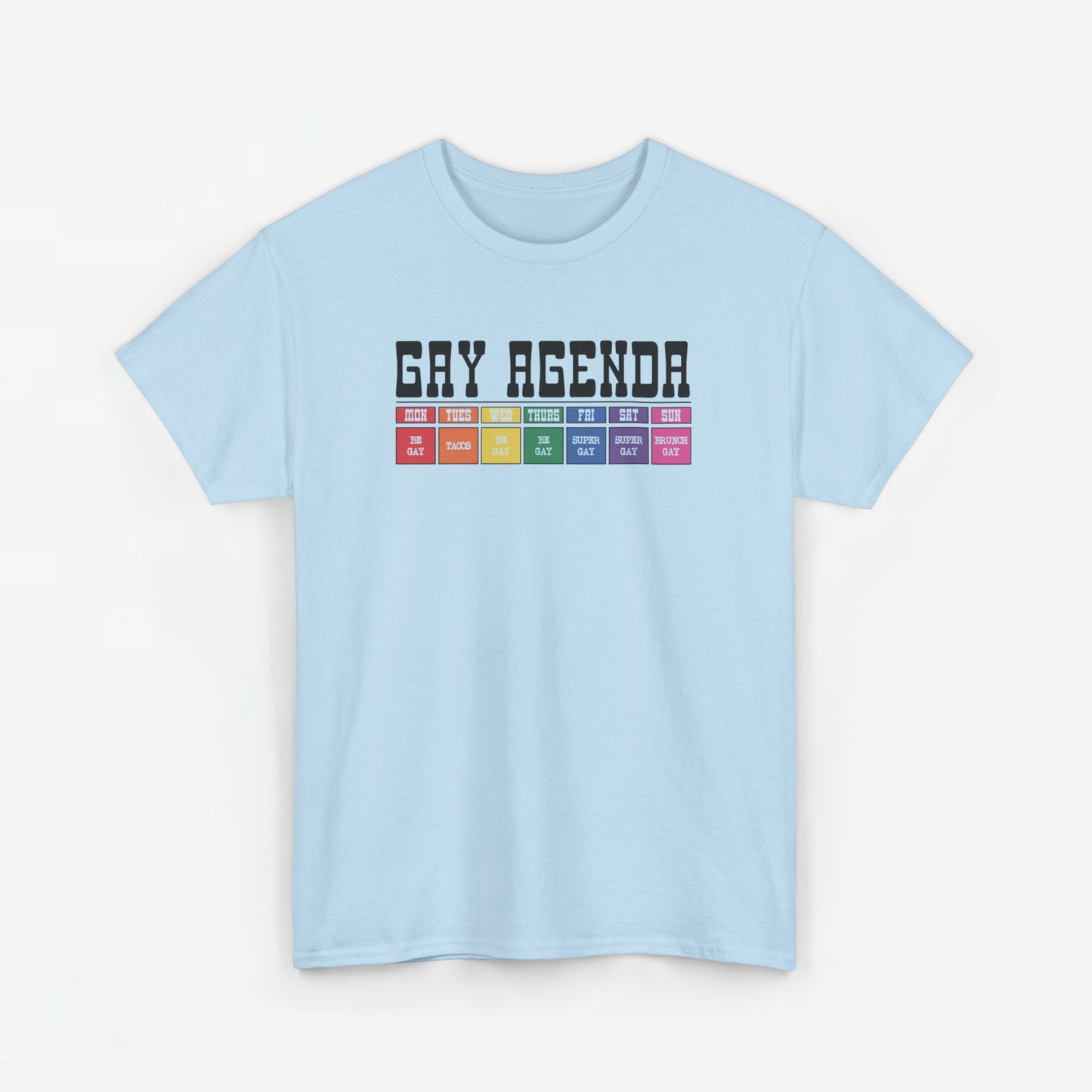 Gay Pride T-shirt - Gay Agenda (zwarte tekst) - Oversized #18