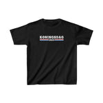 Zwart kinder T-shirt met voorprint "KONINGSDAG 2024" en ronde hals