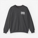 Antracietgrijze sweater met opdruk DHR. EST 2024