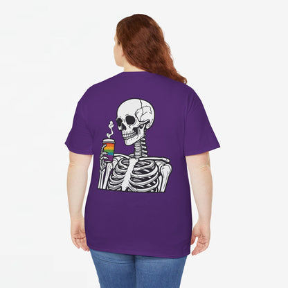 Gay Pride T-shirt - Skelet Regenboog Koffie - Oversized #73
