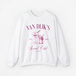 Witte unisex sweater met paarse opdruk 'Social Club' en cocktailglazen