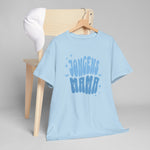 Lichtblauw jongens-T-shirt met opdruk 'JONGENS MAMA', ronde hals